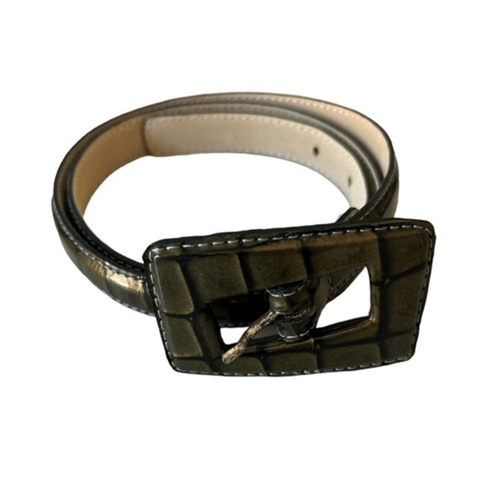 Leatherock Size 32 Small Genuine Leather Alligator Print Belt Greenâ